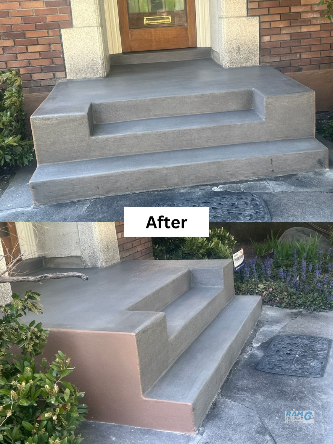 Concrete Porch Stair Repair Project After Work by RAM Builders Stucco & Exteriors